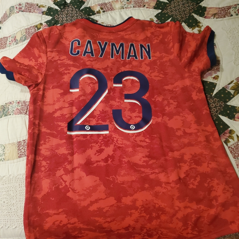 NWOT Adidas OL Cayman #23 soccer jersey size L